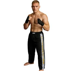 FIGHT-FIT - Pantalon de Kick-boxing / Satiné / Noir / Medium