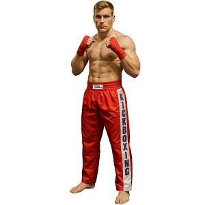 FIGHT-FIT - Pantalon de Kick-boxing / Satiné / Rouge / Medium