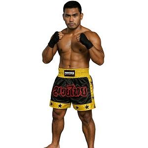 FIGHTERS - Shorts de Muay Thai / Noir-Jaune / XXL