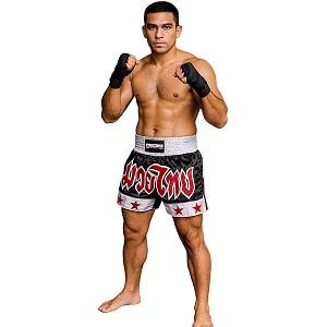 FIGHTERS - Shorts de Muay Thai / Noir-Blanc / Small