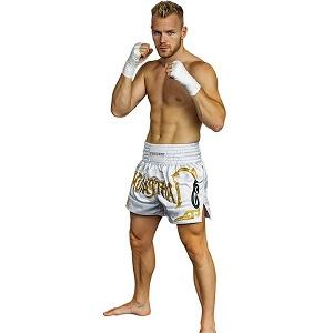 FIGHTERS - Shorts de Muay Thai / Blanc-Or / Small