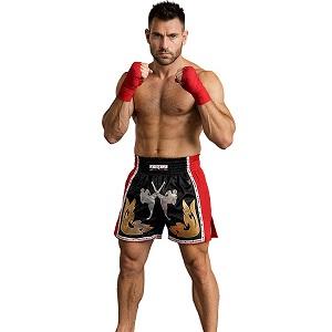 FIGHTERS - Shorts de boxe thai / Elite Fighters / Noir-Rouge / Large