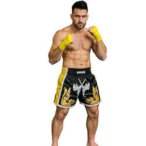 FIGHTERS - Shorts de boxe thai / Elite Fighters / Noir-Jaune / Large