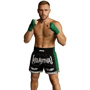 FIGHTERS - Shorts de boxe thai / Elite Muay Thai / Noir-Vert / Large