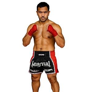 FIGHTERS - Shorts de boxe thai / Elite Pro Muay Thai / Noir-Rouge / XL