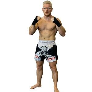 FIGHTERS - Muay Thai Shorts / Skull / Blanc-Noir / Large